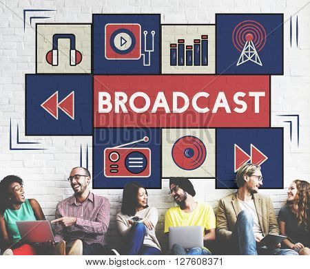 Broadcast Communicate Music Icon Connection Concept