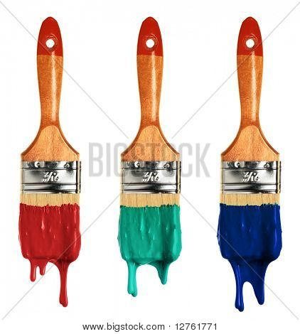 ปิดมุมมองของการ brushisolated สีขาว