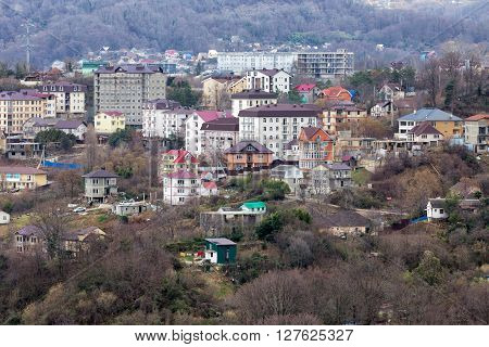 Houses on the background of mountains. Sochi. Russia
** Note: Soft Focus at 100%, best at smaller sizes