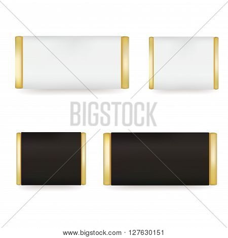 White and Black Blank Food Packaging For Biscuit Wafer Crackers Sweets Chocolate Bar Candy Bar Snacks . Design Template. Isolated On White Background. Package Mock-up.
