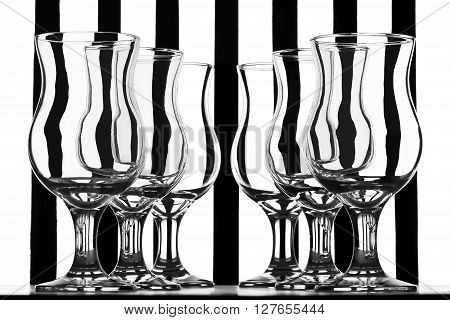 Still life with glasses, black and white still life