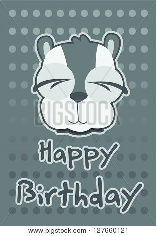 Birthday card with illustration cute raccoon .eps10 editable vector illustration design
