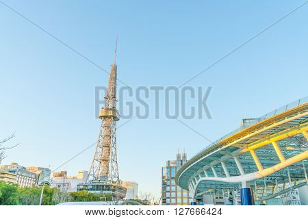 NAGOYA, JAPAN - FEB 07: Oasis 21 in Nagoya, Japan on FEB 07, 2016. A shopping complex nearby Nagoya Tower, its large oval glass roof structure floats above ground level