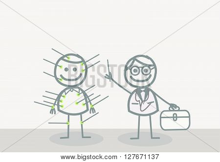 Doodle : acupuncturist.eps10 editable vector illustration design