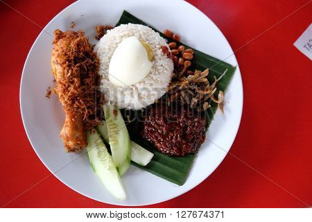 Nasi Lemak / most famous breakfast in Malaysia