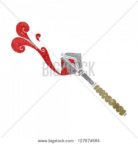 freehand drawn retro cartoon bloody medieval mace