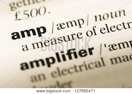 Close Up Of Old English Dictionary Page With Word Amp.