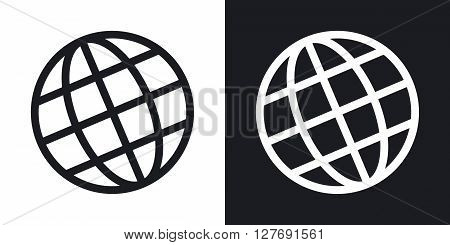 Globe vector icon. Two-tone version on black and white background