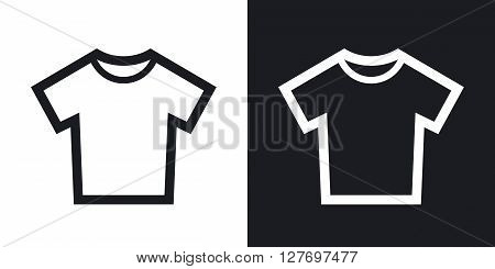 Vector T-shirt icon. Two-tone version on black and white background