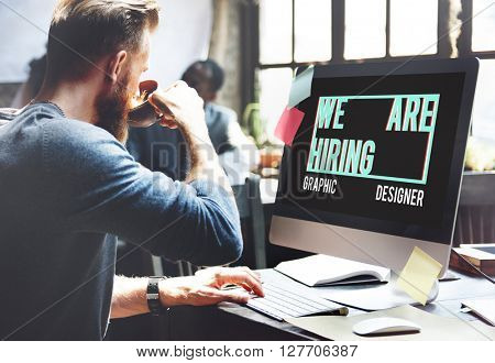 We are Hiring Job Application Creative Occupation Designer Concept
