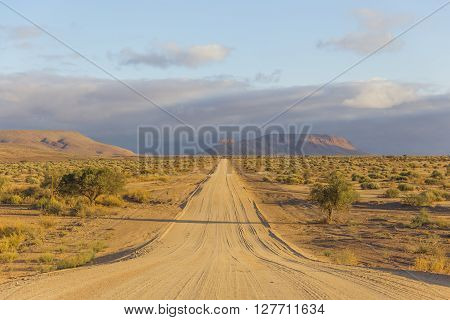 The C12 scenic dirt road in the desert leading to the Fish River Canyon Namibia