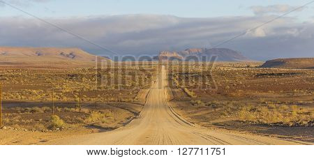 The C12 scenic dirt road in the desert leading to the Fish River Canyon Namibia