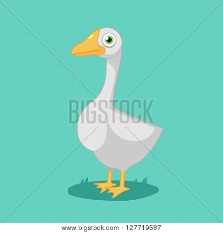 funny cartoon goose , bird farm.Vector Illustration of goose.isolated on white background.