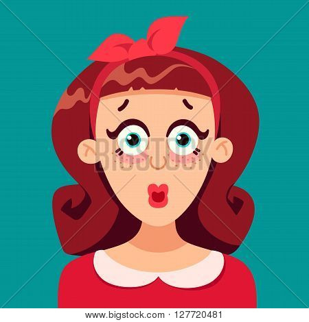 Pin-up girl surprised.Vector illustration. Isolated on white background.