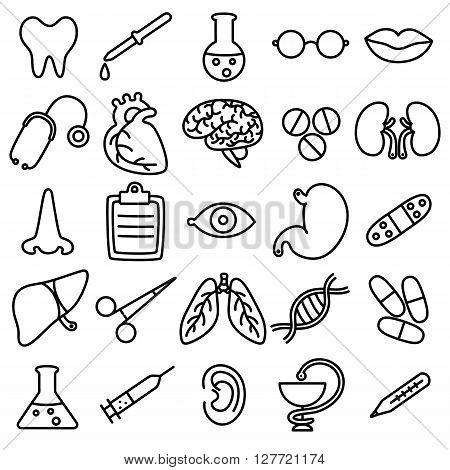 icons on the medical theme.flat icons on the topic of medicine and health