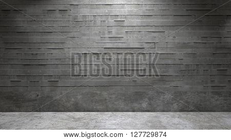 Brick wall and concrete floor with lighting