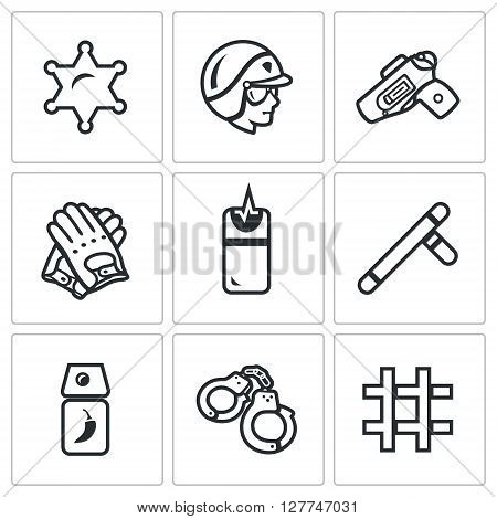 Badge, Man, Gun, Gloves, Taser, Baton, Tear Gas, Handcuffs, Prison