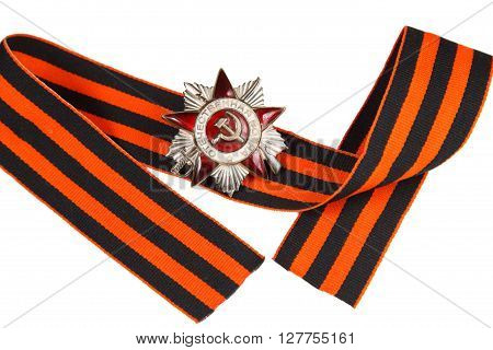 Soviet Order Of The Great Patriotic War At The St. George Ribbon. Symbol Of Russia's Victory In Worl