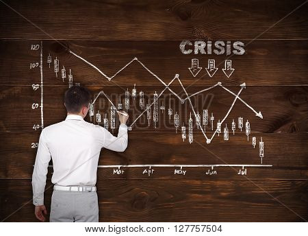 Businessman Drawin Crisis Chart