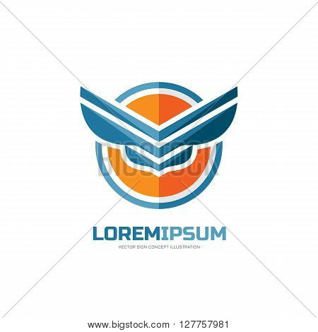 Vector logo concept illustration. Circle and wings sign. Vector logo template. Design element.