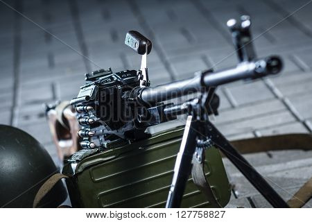 soviet russian weapon: machine gun PKM detail
