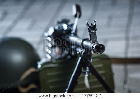 soviet russian weapon: machine gun PKM detail