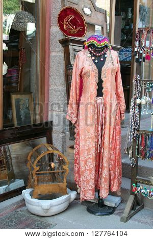 a turkish traditional cloth, caftan, at bazaar