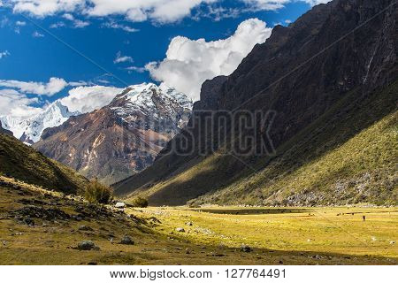 Mountain landscape in the Andes, Peru, Cordiliera Blanca