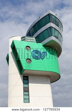 Bergamo, Italy - April 16, 2016: Orio al Serio Airport control tower in Bergamo, Italy.
Orio al Serio Airport is the third busiest in Italy