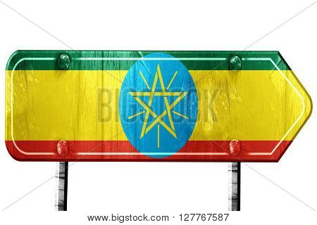 Ethiopia flag, 3D rendering, vintage road sign isolation