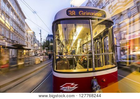 Old Fashioned Tram By A Night Ride