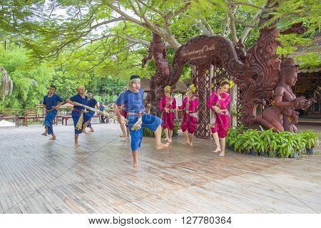 Pattaya, Thailand - September 14: Traditional performance of the actors at the temple of truth, on 14 September 2014.