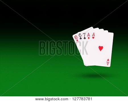 One pair  cards on the poker table. casino concept