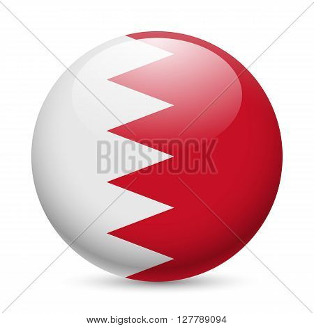 Flag of Bahrain as round glossy icon. Button with Bahraini flag