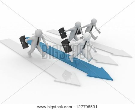 Human Race Competition Of 3D People. Success Winning Concept.