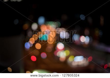 Blurred / Defocussed abstract background of city and highway lights taken in Japan