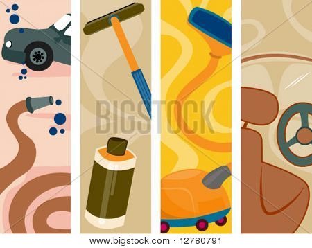 บริการล้างแบนเนอร์แนวตั้ง - เวกเตอร์