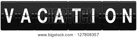Airport split-flap board with vacation text illustration