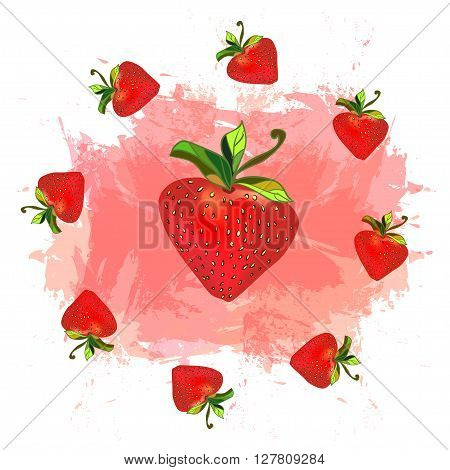 Juicy berries. Summer strawberries. Vector image Cartoon