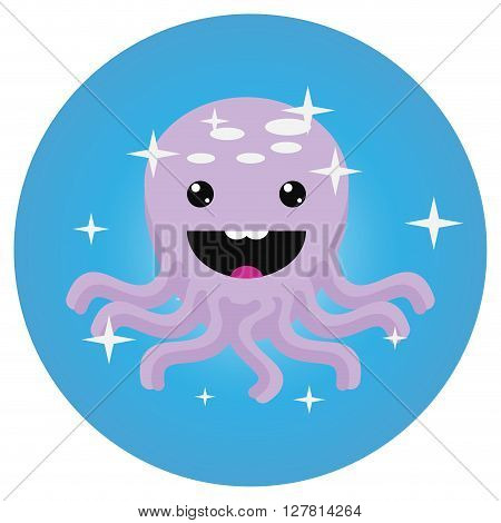 Octopus icon app mobile flat. Squid and octopus isolated octopus swimming in sea animal in ocean underwater with tentacle. Vector flat design illustration