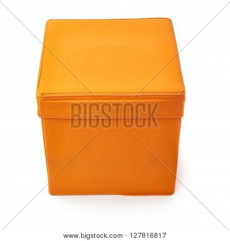 Orange foot stool ottoman pouffe over isolated white background