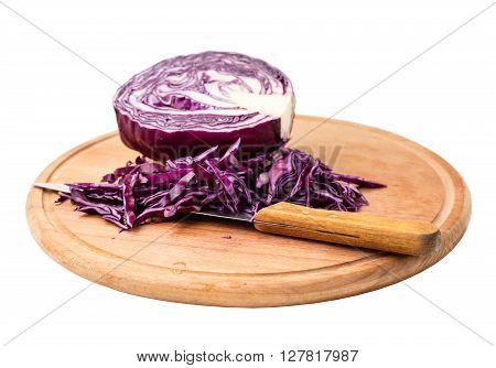 fresh blue cabbage isolated on white background