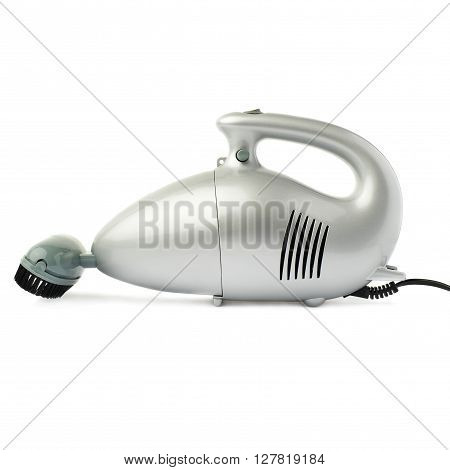 Gray Hand held small vacuum cleaner isolated over the white background