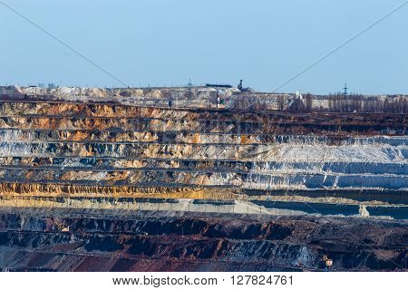 rock formations in the vast quarries of ore together with the technique