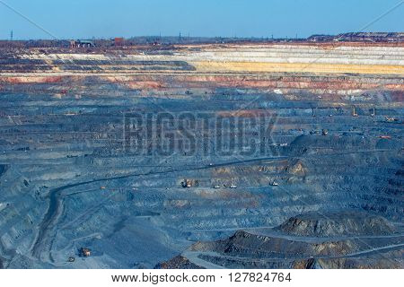 rock formations in the vast quarries of ore together with the technique