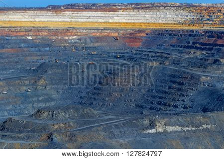 rock formations in the vast quarries of ore together with the technique