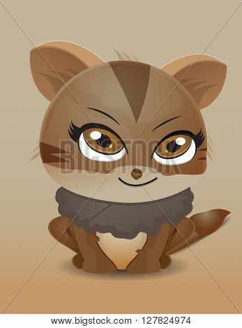 brown cat illustration sit on the floor