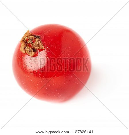 Single red ripe  Currant berries isolated over white background
** Note: Shallow depth of field