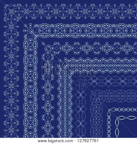 Vector ornate borders with outside corners in Eastern style. Frames for invitations birthday and greeting cards certificate. The brush included in the file stock vector