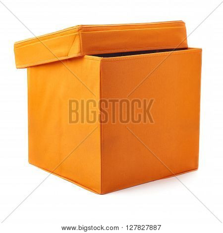 Orange foot stool ottoman pouffe over isolated white background